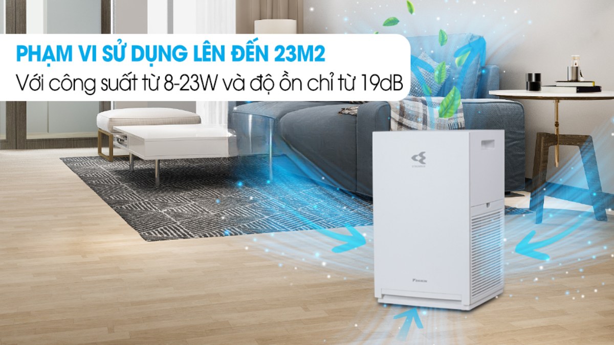 Với lưu lượng gió tối đa 180 m³/h, máy lọc không khí MC30YVM7 có thể làm sạch không khí nhanh chóng