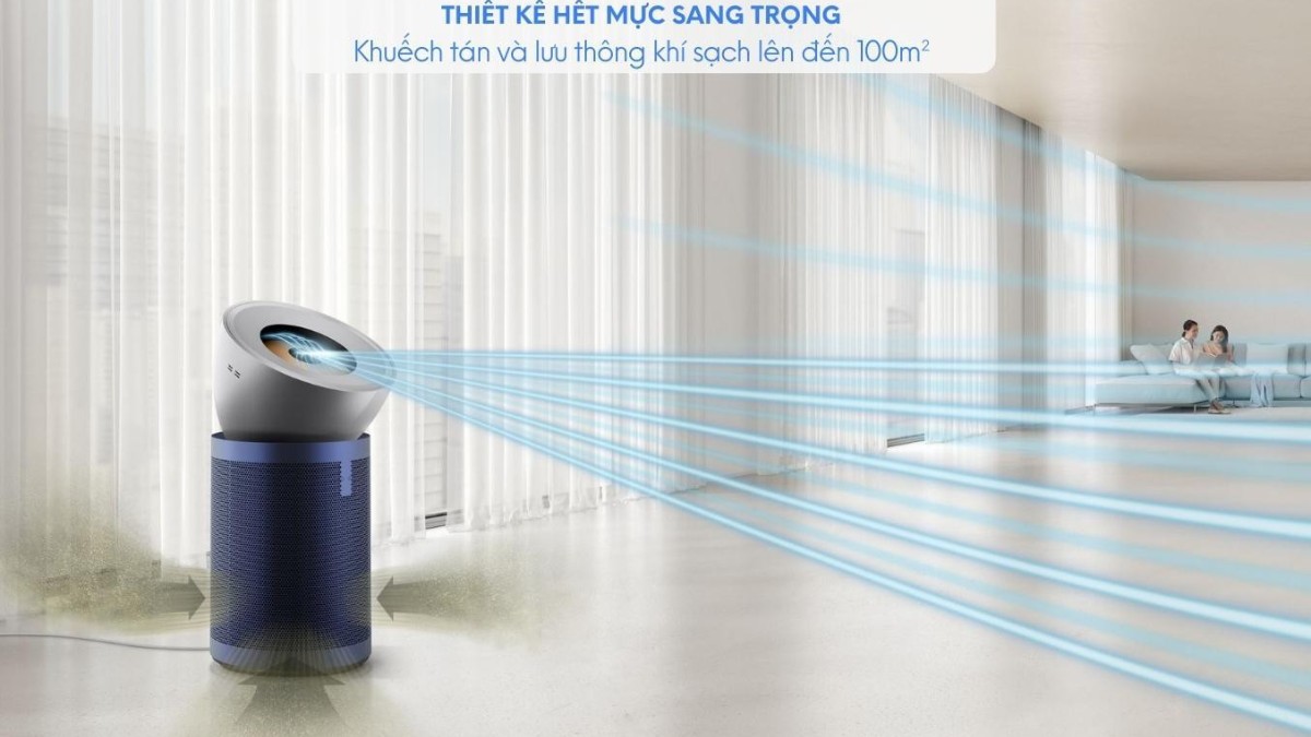 Khác với máy lọc thông thường, Dyson có thiết kế không cánh giúp tăng tính thẩm mỹ, dễ vệ sinh và đặc biệt an toàn cho trẻ nhỏ hoặc thú cưng