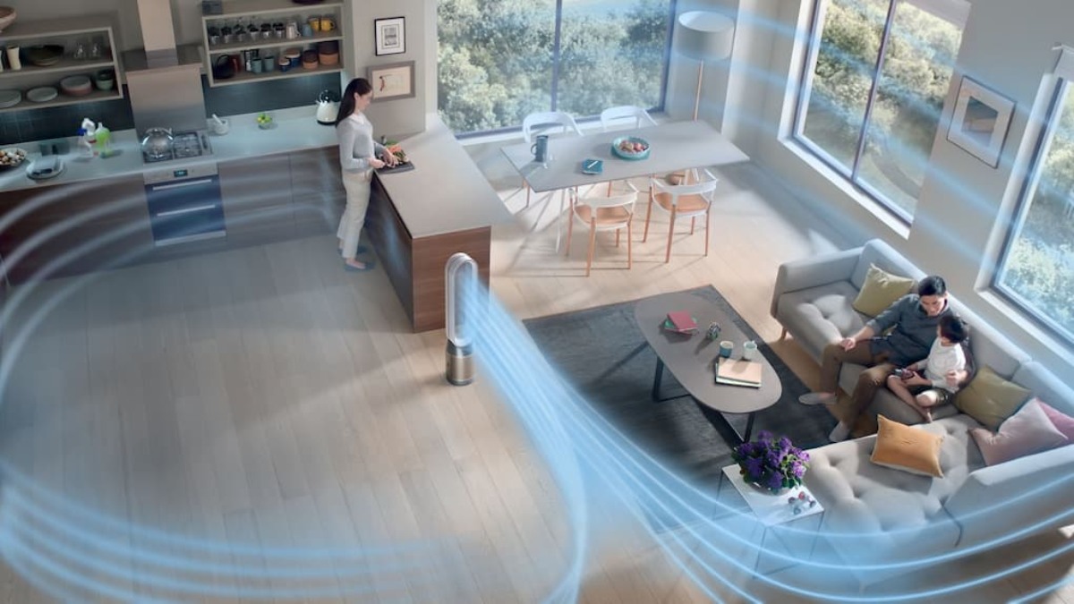 Máy lọc không khí Dyson TP09 nổi bật với tốc độ làm sạch không khí nhanh nhờ công nghệ Air Multiplie