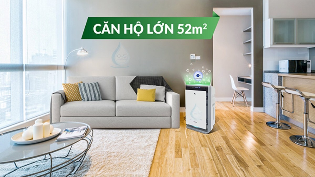 Hiệu quả lọc không khí và tạo ẩm thực tế của máy lọc không khí Panasonic F-VXK70A trong không gian rộng
