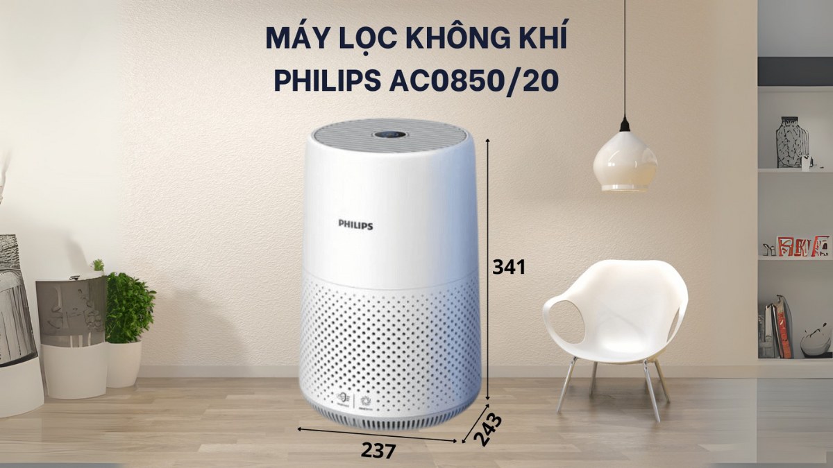 Máy lọc không khí Philips AC0850/20 là model máy lọc không khí thuộc phân khúc phổ thông của thương hiệu Philips