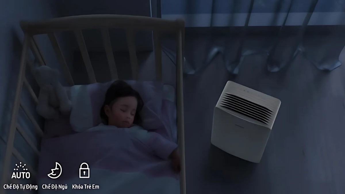 Ở chế độ Sleep, độ ồn chỉ khoảng 20 dB – gần như không gây tiếng động, rất phù hợp để sử dụng trong phòng ngủ hoặc khi cần không gian yên tĩnh